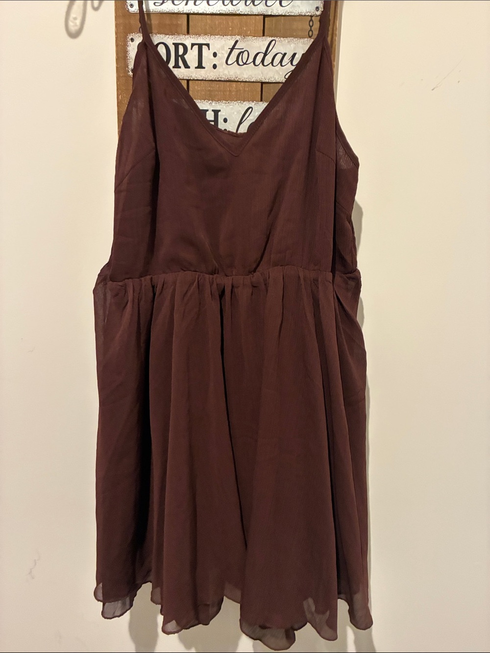 Commense Chocolate Brown Spaghetti Strap Dress